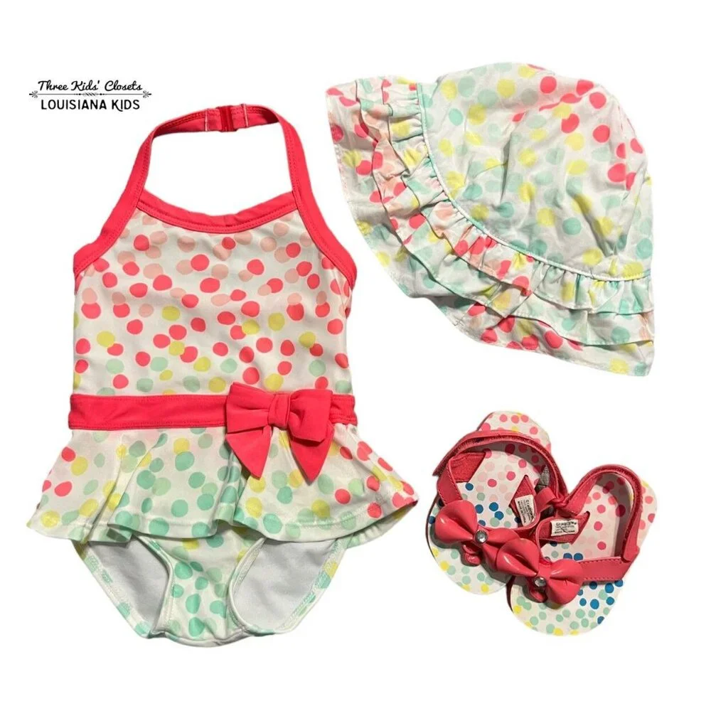 Gymboree 12-18m Swim Bathing Suit Hat Shoes Set